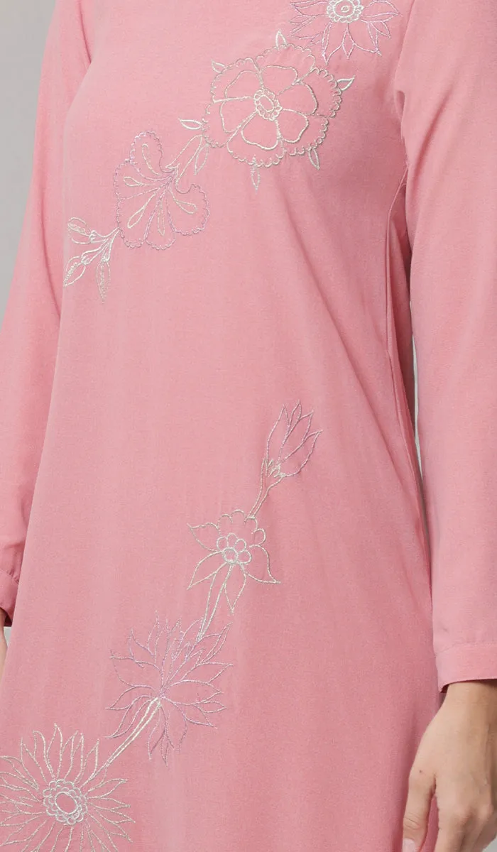 Saman Embroidered Chiffon Modest Long Maxi Dress - Candy - PREORDER (ships in 2 weeks)
