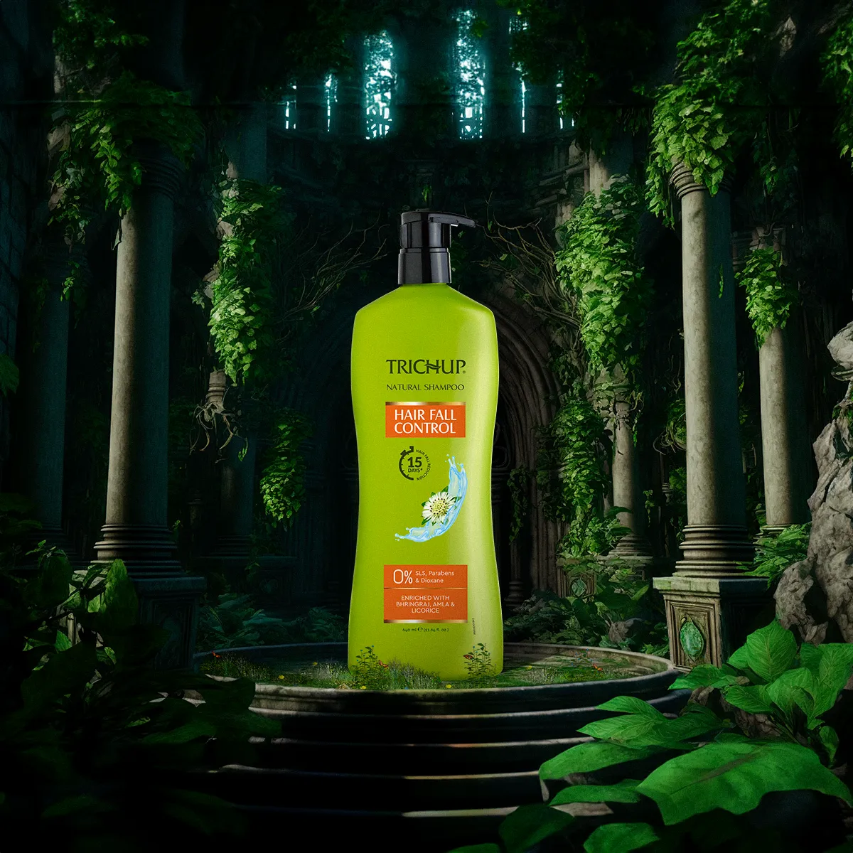 Trichup Hair Fall Control Shampoo 640ml & Cream 200ml - Enriched with Amla, Bhringraj & Licorice - Helps to Reduce Hair Fall & Strengthens Your Hair follicles