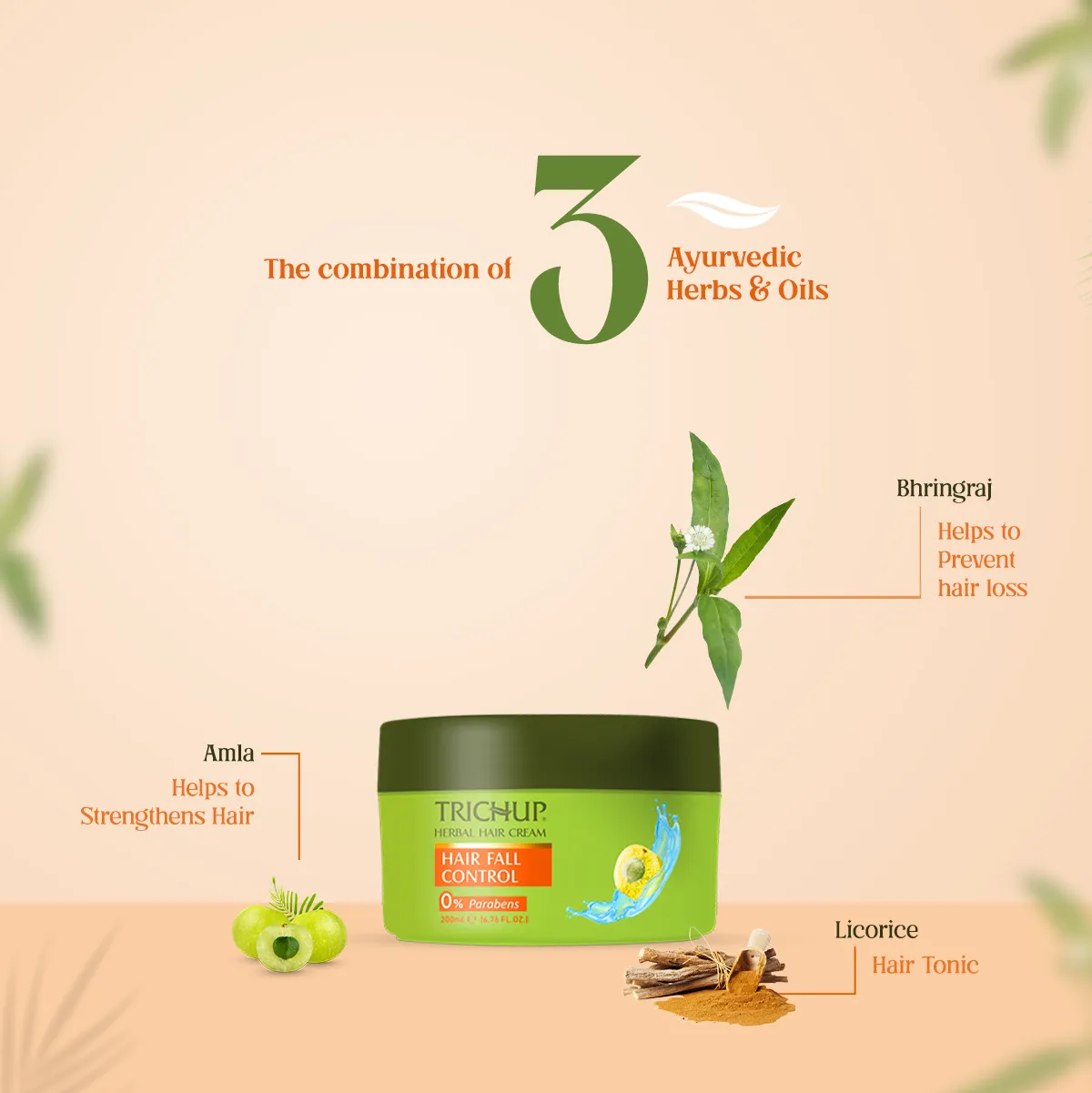 Trichup Hair Fall Control Shampoo 640ml & Cream 200ml - Enriched with Amla, Bhringraj & Licorice - Helps to Reduce Hair Fall & Strengthens Your Hair follicles