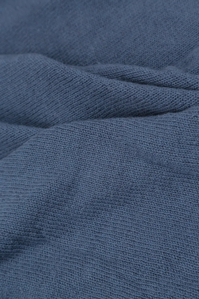 V-Neck Overlap Blue Nova Linen Jumper