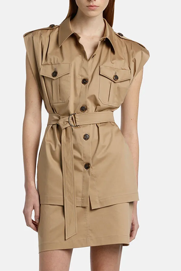 VETTURINO BEIGE SLEEVELESS SAFARI JACKET