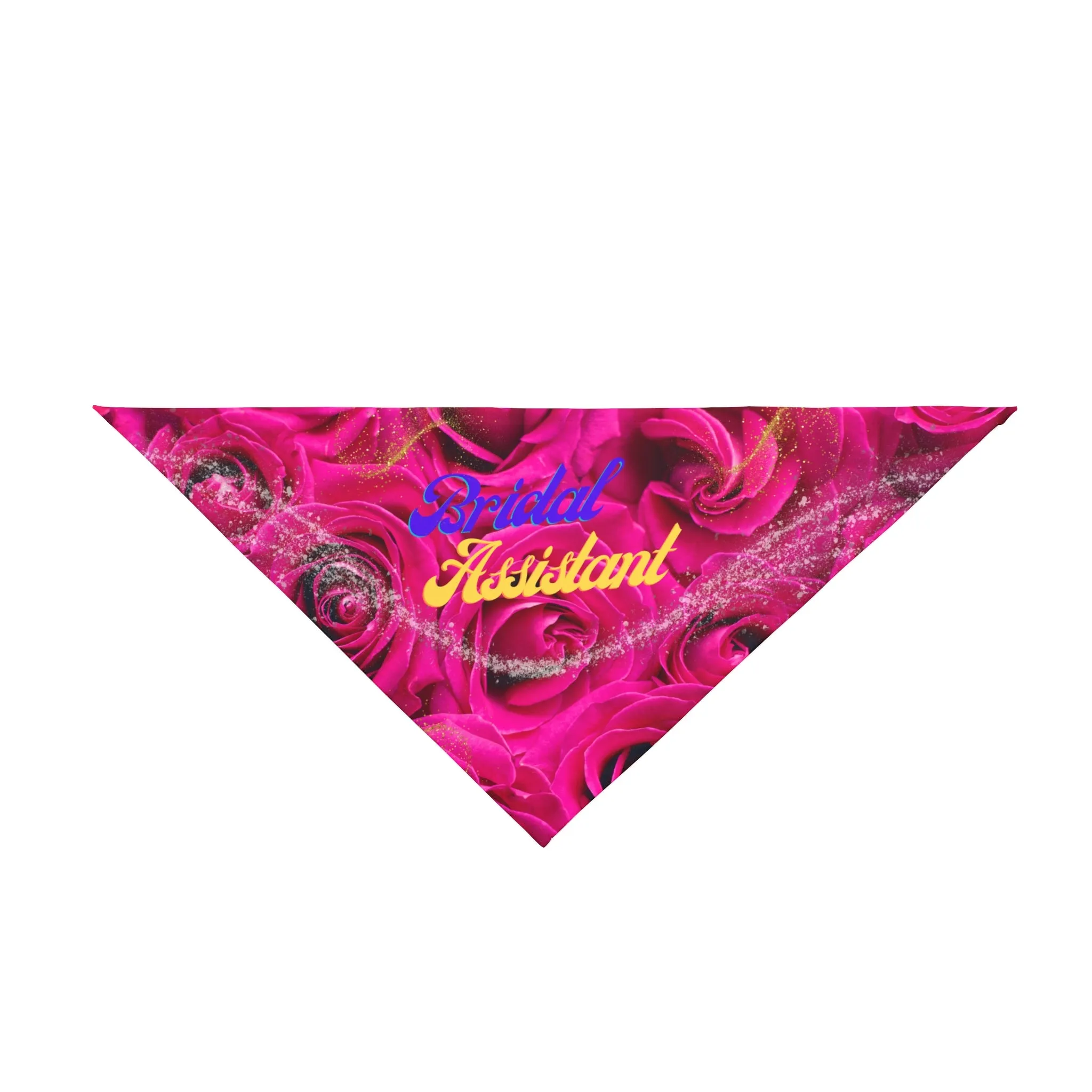 Vibrant Fushia Floral "Bridal Assistant" Pet Bandana, Bridal Engagement Wedding Botanical Print, Pet Lover CatLady Gift For Bride and Groom