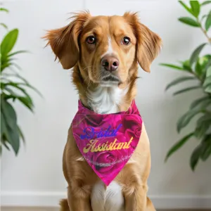Vibrant Fushia Floral "Bridal Assistant" Pet Bandana, Bridal Engagement Wedding Botanical Print, Pet Lover CatLady Gift For Bride and Groom