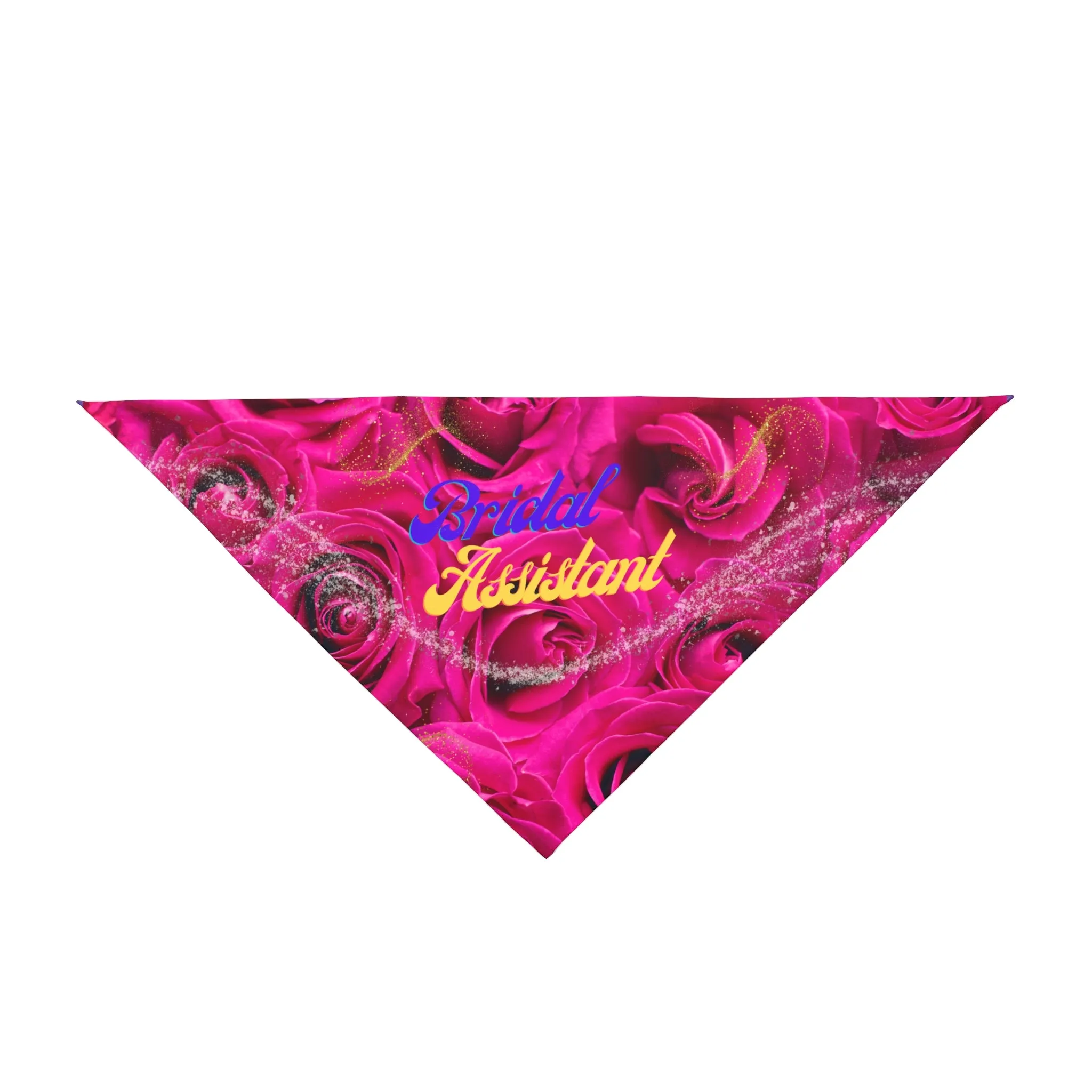 Vibrant Fushia Floral "Bridal Assistant" Pet Bandana, Bridal Engagement Wedding Botanical Print, Pet Lover CatLady Gift For Bride and Groom