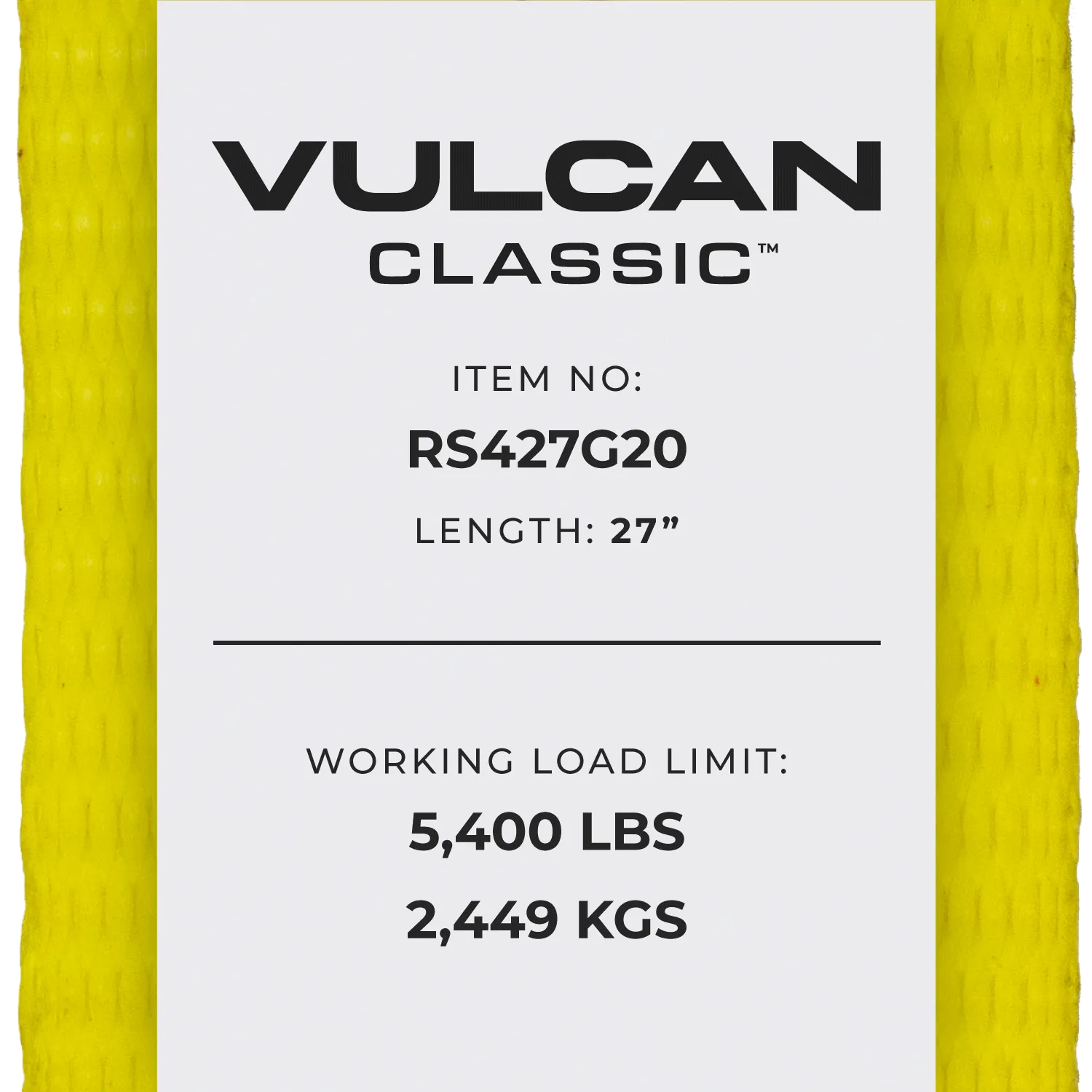 VULCAN Ratchet Strap with Grab Hooks - 4 Inch x 27 Foot - Classic Yellow - 5,400 Pound Safe Working Load