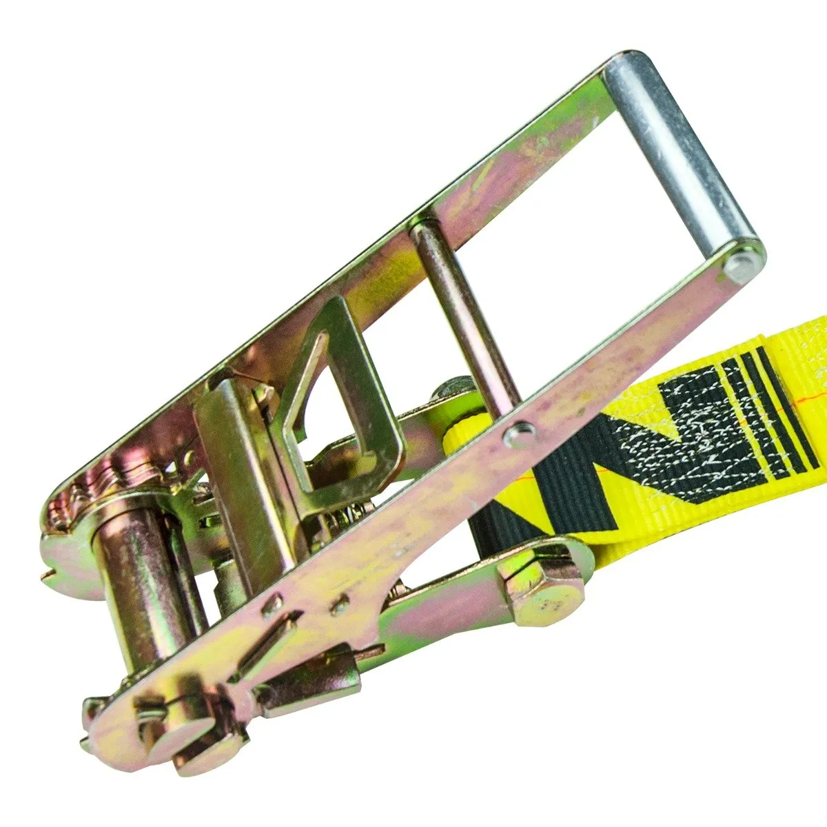 VULCAN Ratchet Strap with Wire Hooks - 3 Inch x 27 Foot - Classic Yellow - 5,000 Pound Safe Working Load
