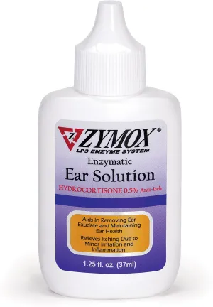 Zymox Enzymatic Ear Solution with 0.5% Hydrocortisone for Dogs - 1.25-fl oz